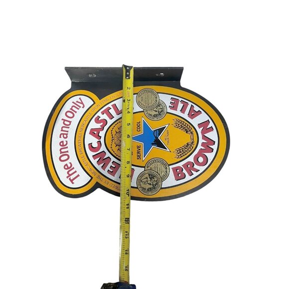 VTG NEWCASTLE BROWN ALE The One and Only Wood Beer Sign Hangs Perpendicularly - Picture 8 of 8